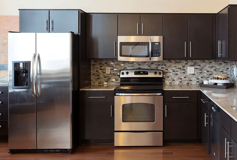 Kenmore stainless steel appliances in a contemporary kitchen